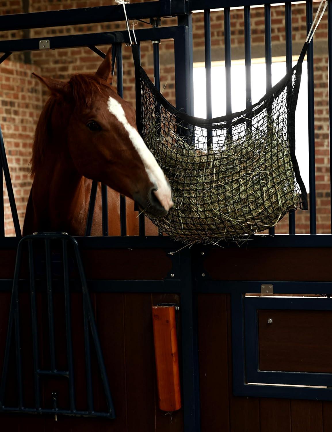 imageHarrison Howard Square Opening Slow Feed Hay Nets for Horses Large Capacity Horse Feed Bag Reduce Hay Waste Promote Healthy Digestion Blue 35 31Black