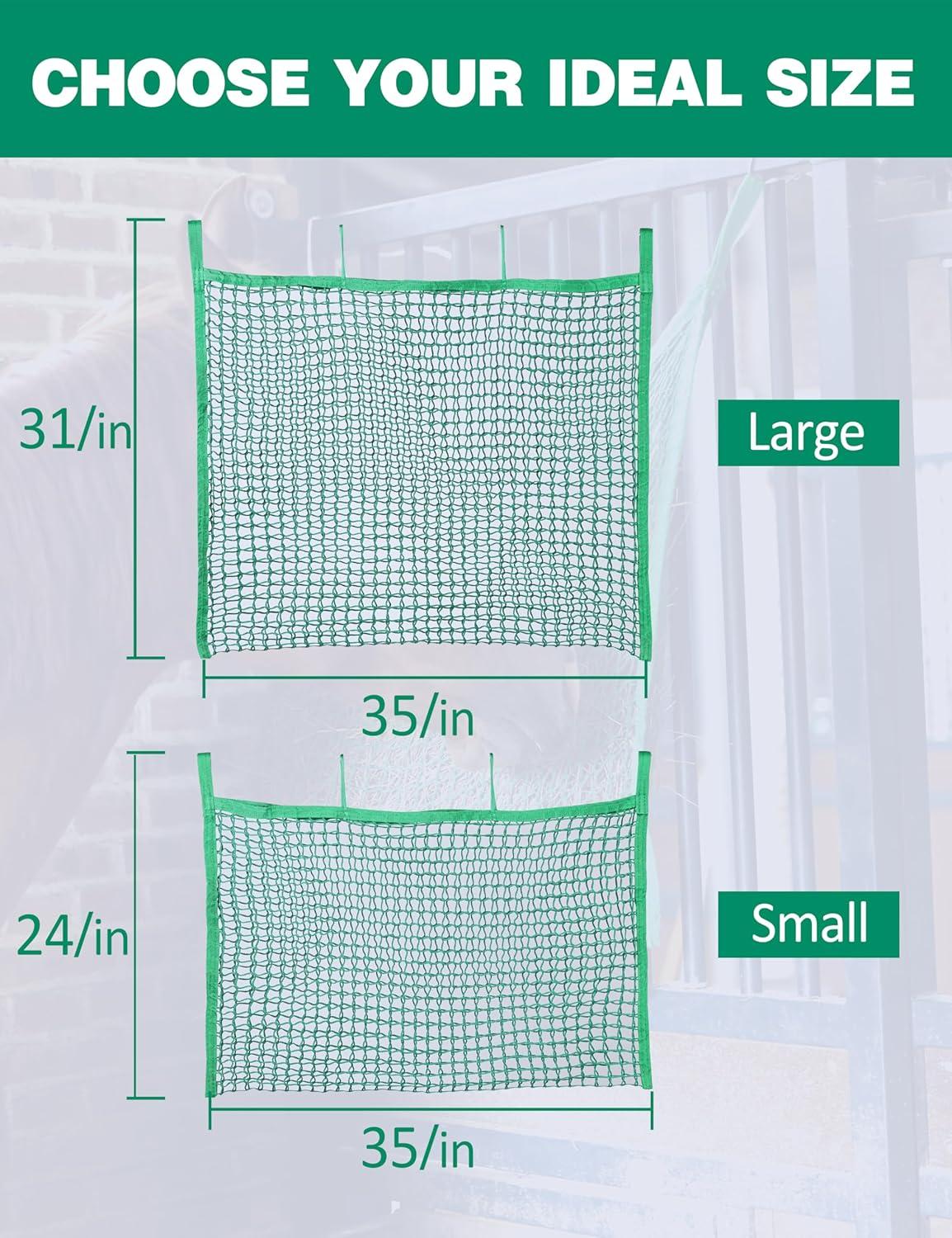 imageHarrison Howard Square Opening Slow Feed Hay Nets for Horses Large Capacity Horse Feed Bag Reduce Hay Waste Promote Healthy Digestion Blue 35 31Green