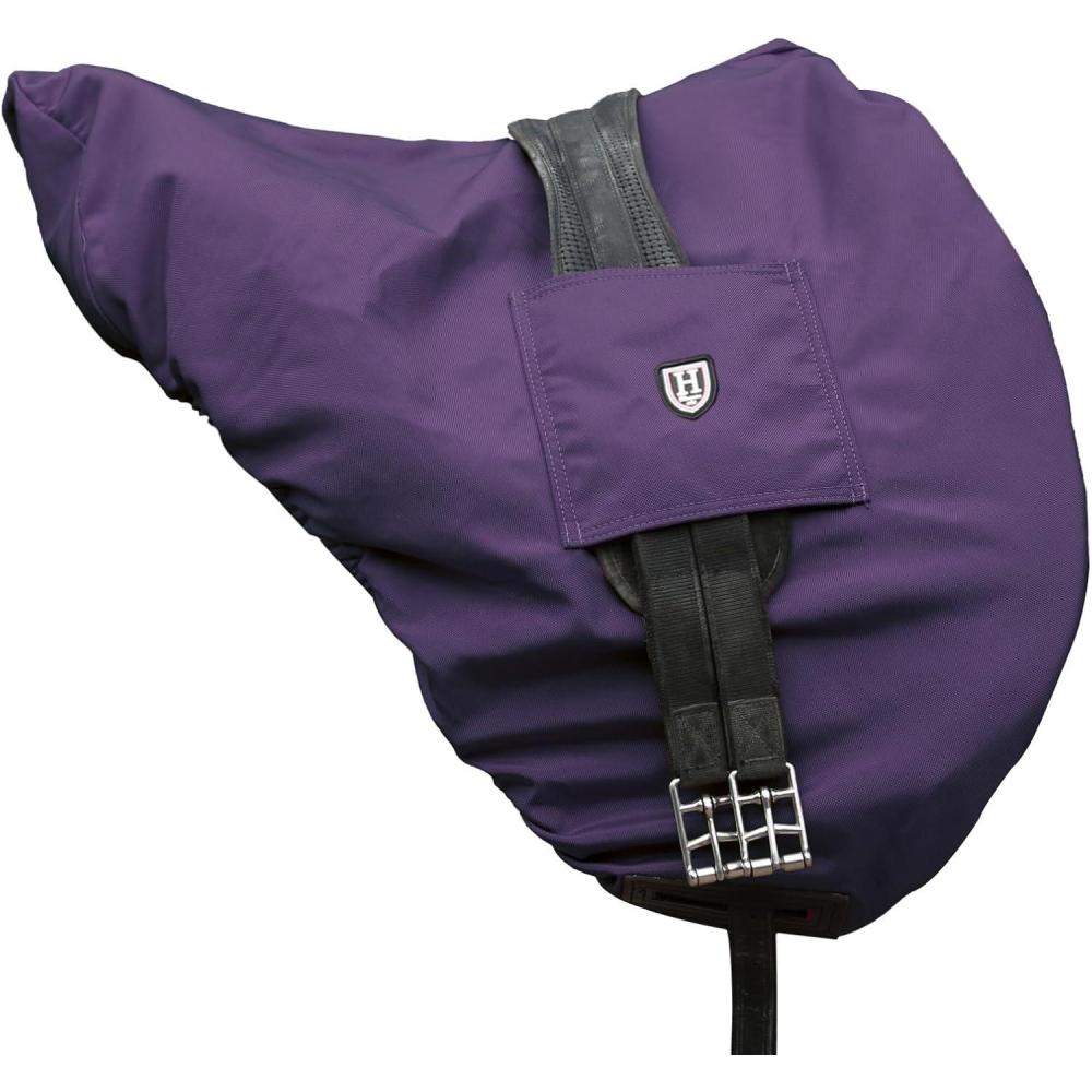 imageHarrison Howard Premium English Saddle Cover WaterproofBreathable FleeceLined LongLasting Outer Damage Protection Saddle CoverRegal Purple