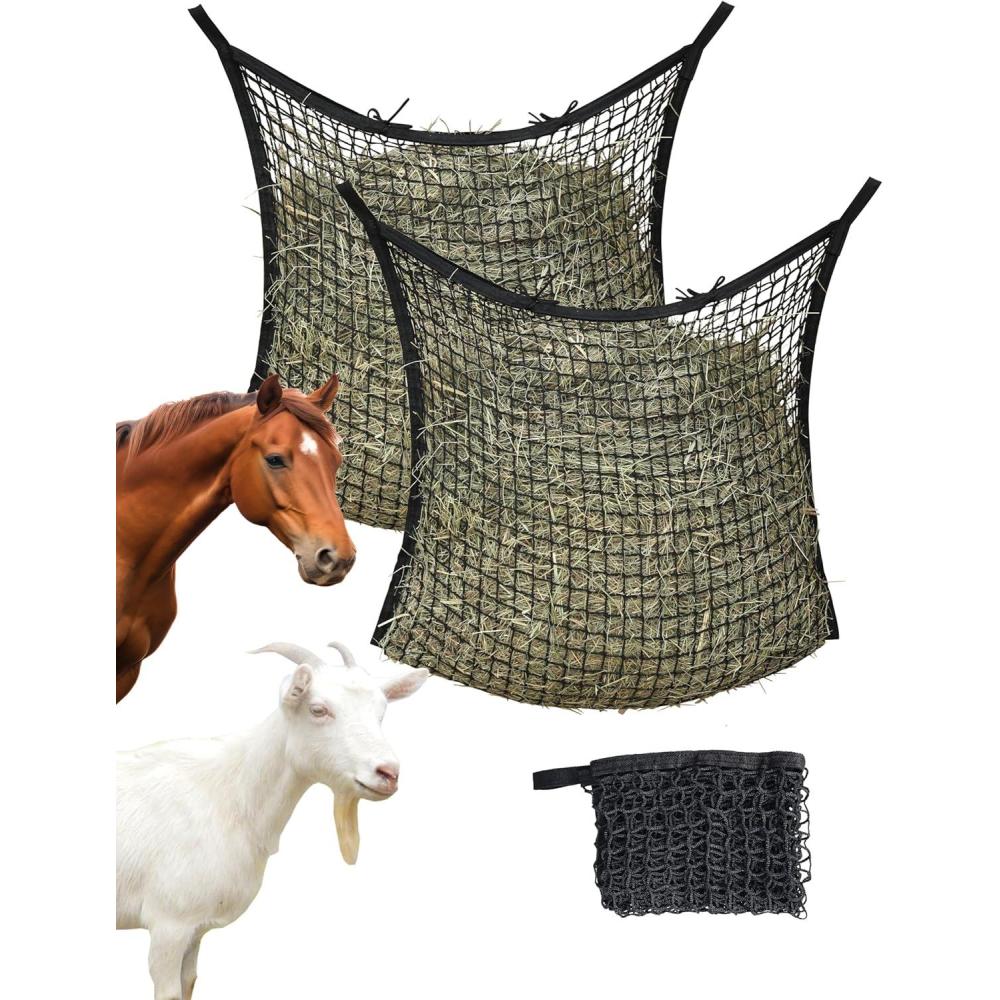 imageHarrison Howard Square Opening Slow Feed Hay Nets for Horses Large Capacity Horse Feed Bag Reduce Hay Waste Promote Healthy Digestion Blue 35 31Black