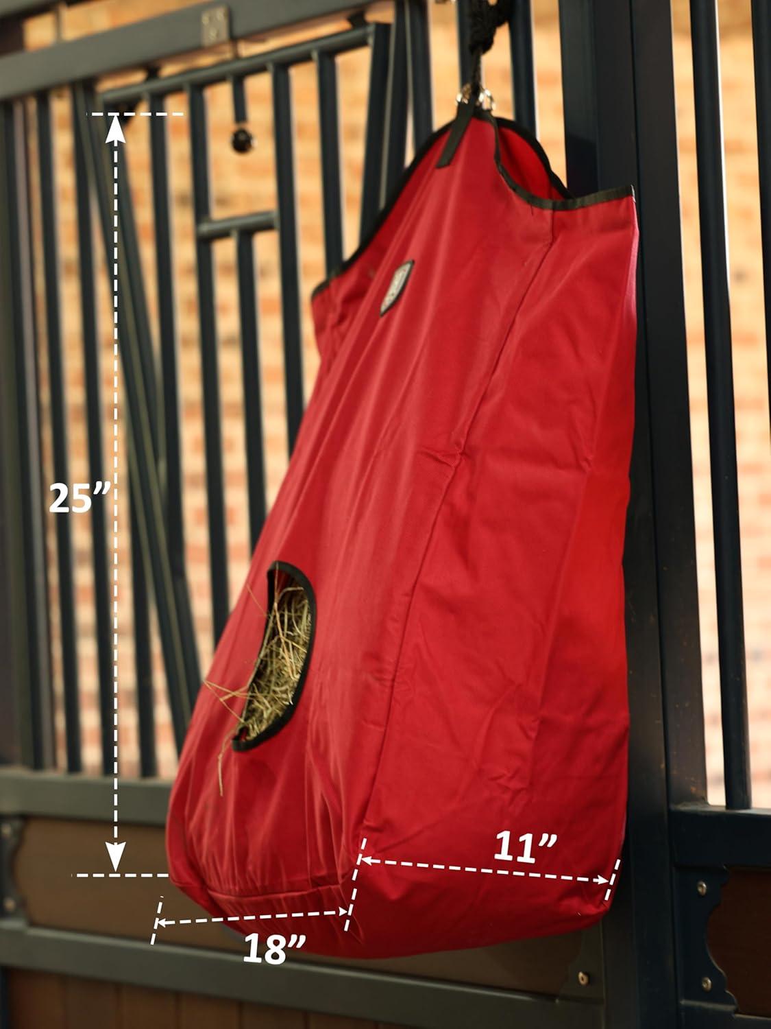 imageHarrison Howard Premium Durable Horse Hay Bag Slow Feed Hay Bag Waterproof Large Capacity Horse Tote 3pcsPurpleRed