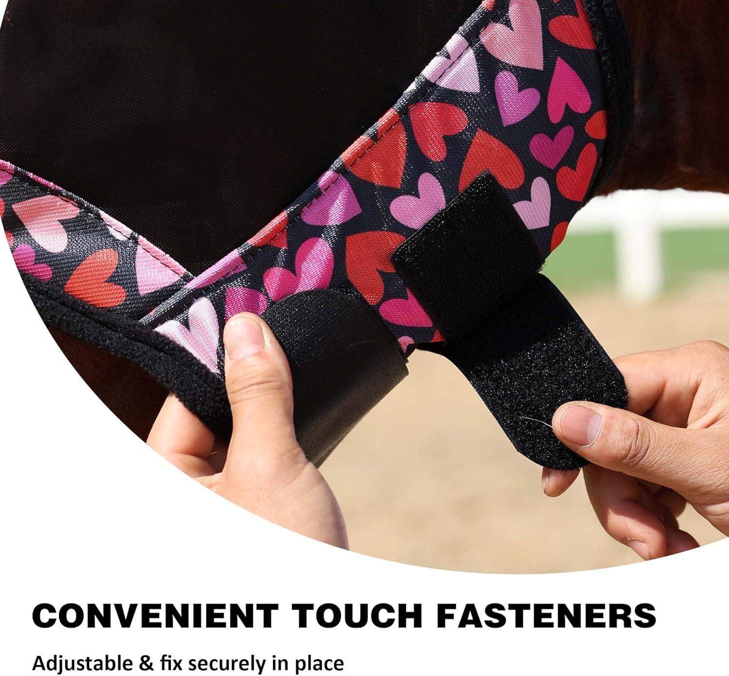 imageHarrison Howard Pro LumiVista Horse Half Face Fly Mask Large Eye Space with Ears UV Protection for Horse Cute Hearts LCute Hearts