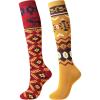 Harrison Howard 2/Pack Riding Socks Equestrian Women, Knee-High Socks for Women Soft Breathable and Moisture-Wicking(Red/Yellow)