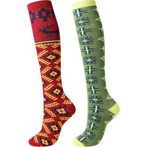 Harrison Howard 2/Pack Riding Socks Equestrian Women, Knee-High Socks for Women Soft Breathable and Moisture-Wicking(Red/Green)