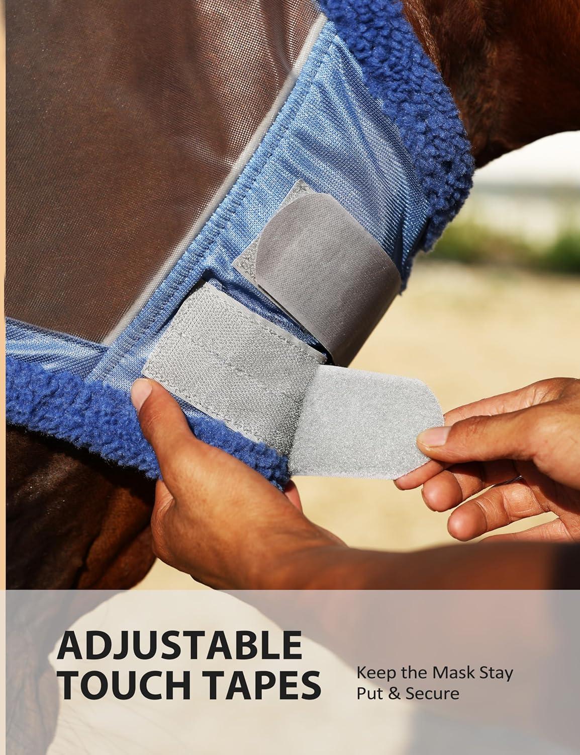 image:imageHarrison Howard CareMaster Horse Fly Mask UV Protective Fine Mesh with Extra Wool Soft Touch on Skin Cerulean Blue MCerulean Blue