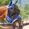 Harrison Howard CareMaster Horse Fly mask with Ears and Nose Fringe Fly Protector Defender Mask Light Pink Full Size(Signature Blue)