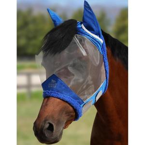 Harrison Howard CareMaster Horse Fly Mask UV Protective Fine Mesh with Extra Wool Soft Touch on Skin Cerulean Blue M(Champion Blue)