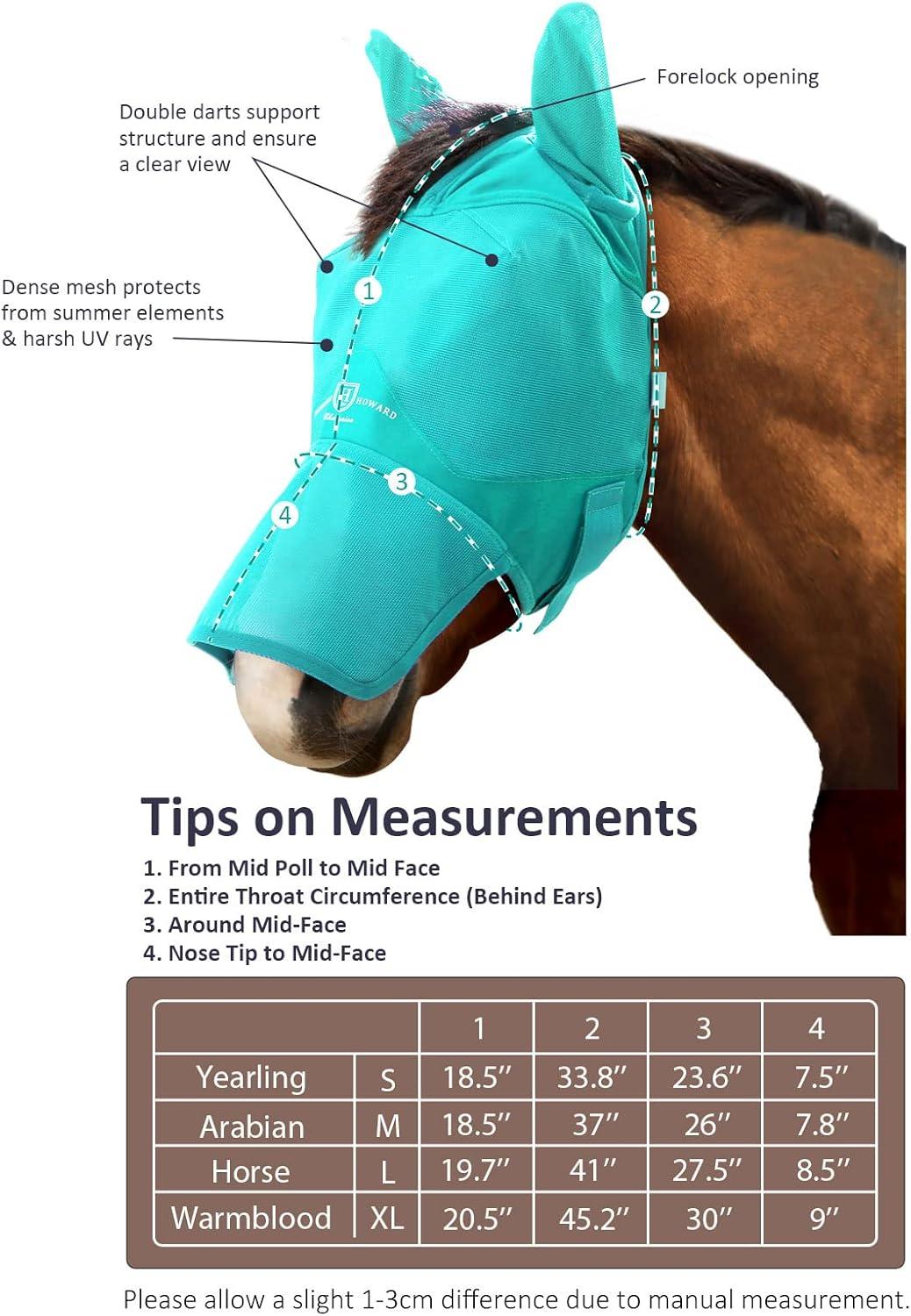image:imageHarrison Howard UVProof Forelock Opening Reliable Protection Horse Fly Mask Long Nose with Ears Black Horse LargeMint