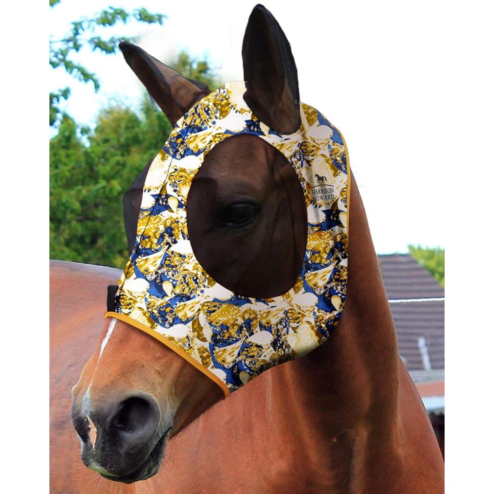 image:imageHarrison Howard Super Comfort Stretchy Fly Mask Large Eye Space with UV Protection Soft on Skin with Breathability Fly Mask Amethyst Cob MediumLuxe Vibe