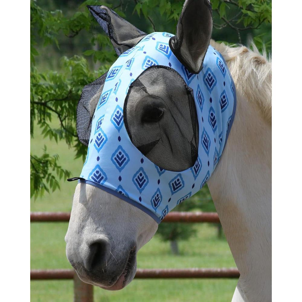 image:imageHarrison Howard Super Comfort Stretchy Fly Mask Large Eye Space with UV Protection Soft on Skin with Breathability Fly Mask Amethyst Cob MediumNature Aztec