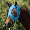 Harrison Howard Super Comfort Stretchy Fly Mask Large Eye Space with UV Protection Soft on Skin with Breathability Fly Mask -Amethyst Cob (Medium)(Azure Blue)