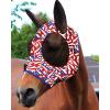 Harrison Howard Super Comfort Stretchy Fly Mask Large Eye Space with UV Protection Soft on Skin with Breathability Fly Mask -Amethyst Cob (Medium)(Flag Grid)