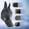 Harrison Howard UV-Proof Forelock Opening Reliable Protection Horse Fly Mask Long Nose with Ears Black Horse Large(Black)