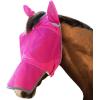 Harrison Howard UV-Proof Forelock Opening Reliable Protection Horse Fly Mask Long Nose with Ears Black Horse Large(Magenta)