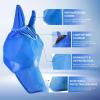 Harrison Howard UV-Proof Forelock Opening Reliable Protection Horse Fly Mask Long Nose with Ears Black Horse Large(Signature Blue)