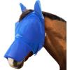 Harrison Howard UV-Proof Forelock Opening Reliable Protection Horse Fly Mask Long Nose with Ears Black Horse Large(Signature Blue)