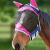 Harrison Howard Luxe Dual-Tone Horse Fly Mask Half Face with Ears Fully Visible UV-Blocking Fine Mesh Soft Fleece Edging for Extra Comfort Fuchsia/Navy L Full Size(Fuchsia/Navy)