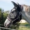 Harrison Howard Super Comfort Stretchy Fly Mask Large Eye Space with UV Protection Soft on Skin with Breathability Fly Mask -Amethyst Cob (Medium)(Piano Black)