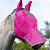 Harrison Howard UV-Proof Forelock Opening Reliable Protection Horse Fly Mask Long Nose with Ears Black Horse Large(Magenta)