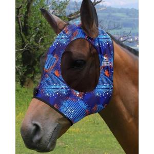 Harrison Howard Super Comfort Stretchy Fly Mask Large Eye Space with UV Protection Soft on Skin with Breathability Fly Mask -Amethyst Cob (Medium)(Chic Blue)