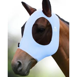 Harrison Howard Super Comfort Stretchy Fly Mask Large Eye Space with UV Protection Soft on Skin with Breathability Fly Mask -Amethyst Cob (Medium)(Icy Blue)
