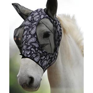 Harrison Howard Super Comfort Stretchy Fly Mask Large Eye Space with UV Protection Soft on Skin with Breathability Fly Mask -Amethyst Cob (Medium)(Paisley Wave)