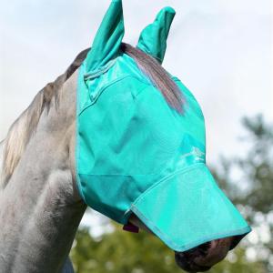 Harrison Howard UV-Proof Forelock Opening Reliable Protection Horse Fly Mask Long Nose with Ears Black Horse Large(Mint)