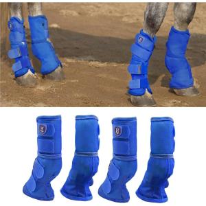 Harrison Howard Horse Fly Boots Perfect Contoured Fit Leg Guards Dense Mesh Boots with Ventilated Comfort Reliable Protection from Summer Elements Set of 4 Classic Black L(Deep Blue)