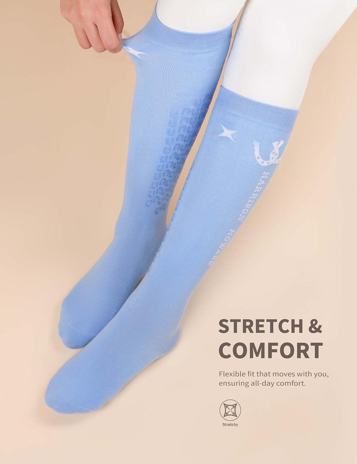 image:imageHarrison Howard Equestrian KneeHigh Socks 3Pairs MoistureWicking Silicone AntiSlip Compatible with Long BootsShort BootsPlumAzureBlack