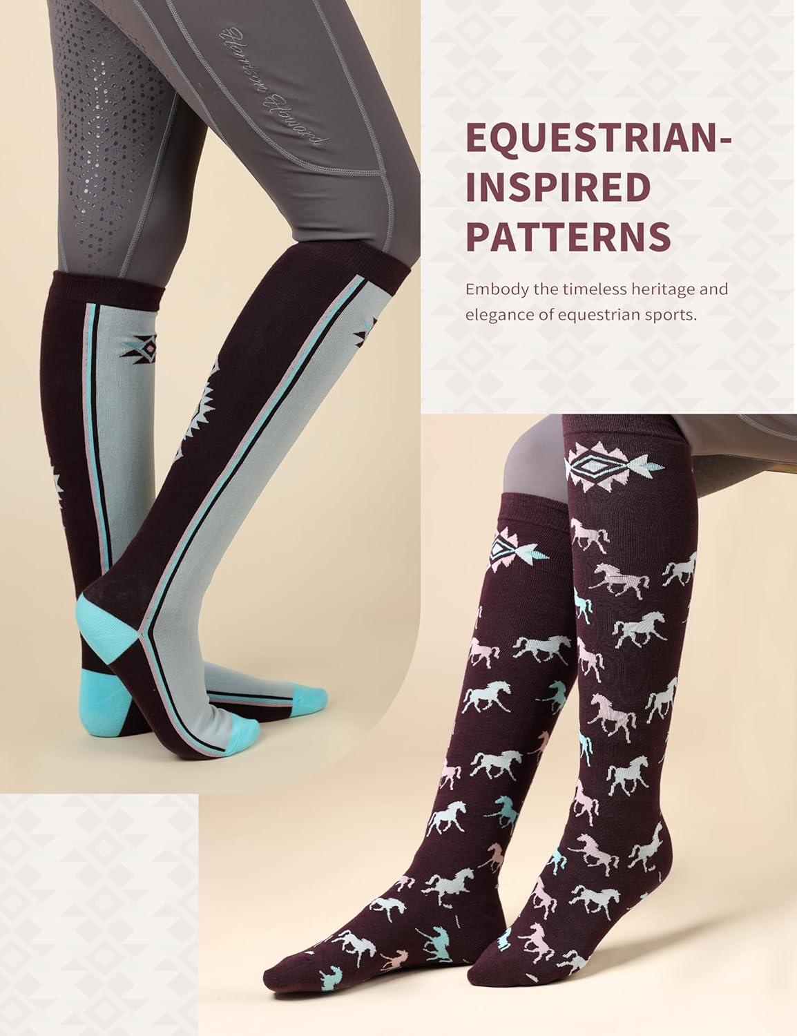image:imageHarrison Howard Womens Equestrian KneeHigh Socks 3Pairs Compatible with Equestrian Boots Comfortable MoistureWickingTribrown