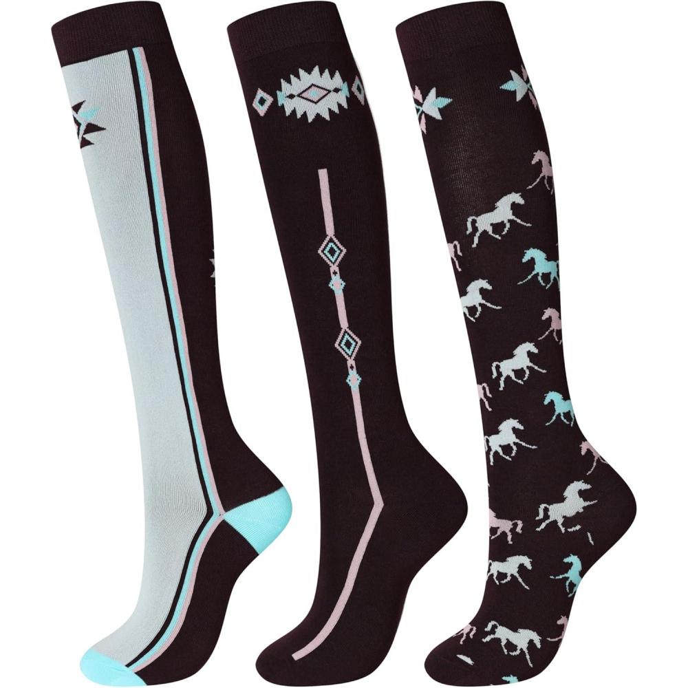 image:imageHarrison Howard Womens Equestrian KneeHigh Socks 3Pairs Compatible with Equestrian Boots Comfortable MoistureWickingTribrown