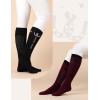 Harrison Howard Equestrian Knee-High Socks 3-Pairs Moisture-Wicking Silicone Anti-Slip Compatible with Long Boots/Short Boots(Plum/Azure/Black)