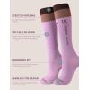 Harrison Howard Equestrian Knee-High Socks 3-Pairs Moisture-Wicking Silicone Anti-Slip Compatible with Long Boots/Short Boots(Plum-white/Blue-white/Pink)