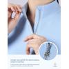 Harrison Howard Women’s Horse Riding Shirts Long Sleeve Rider Top Stand Collar with Embroidery Equestrian Show Shirts(Ice Blue)