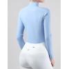 Harrison Howard Women’s Horse Riding Shirts Long Sleeve Rider Top Stand Collar with Embroidery Equestrian Show Shirts(Ice Blue)
