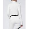 Harrison Howard Women’s Horse Riding Shirts Long Sleeve Rider Top Stand Collar with Embroidery Equestrian Show Shirts(Oval White)