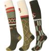 Harrison Howard Women’s Equestrian Knee-High Socks 3-Pairs, Compatible with Equestrian Boots, Comfortable Moisture-Wicking(Tri-green)