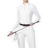Harrison Howard Women’s Horse Riding Shirts Long Sleeve Rider Top Stand Collar with Embroidery Equestrian Show Shirts(Oval White)