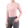 Harrison Howard Women’s Horse Riding Shirts Long Sleeve Rider Top Stand Collar with Embroidery Equestrian Show Shirts(Peachy Beige)