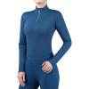 Harrison Howard Women’s Horse Riding Shirts Long Sleeve Rider Top Stand Collar with Embroidery Equestrian Show Shirts(Peacock Blue)