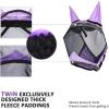Harrison Howard Pro Luminous Horse Half Face Fly Mask Large Eye Space with Ears UV Protection for Horse Teal M(Gentle Lavendar)