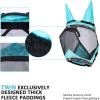 Harrison Howard Pro Luminous Horse Half Face Fly Mask Large Eye Space with Ears UV Protection for Horse Teal M(Teal)