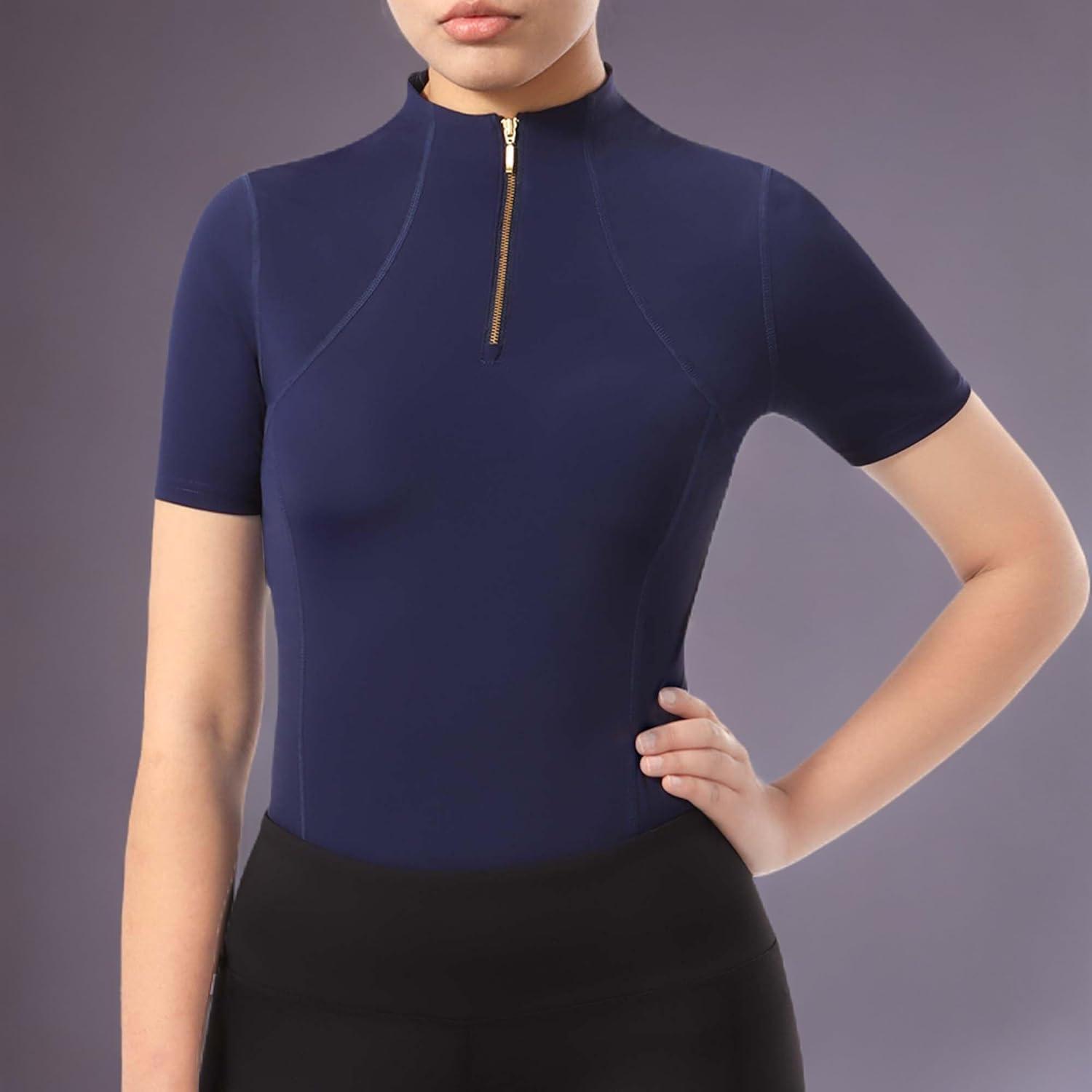 image:imageHarrison Howard Equestrian Tops for Women Short Sleeve QuickDry Sports ShirtDark Blue