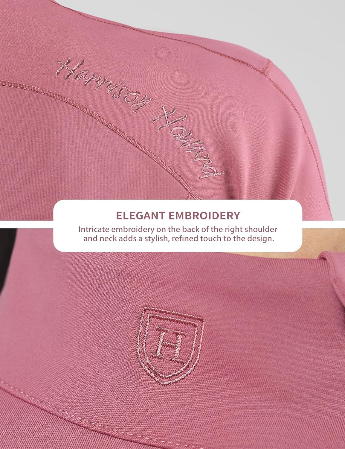image:imageHarrison Howard Womens Equestrian Riding JacketThermal 4Way Stretch FullZip Top with Hidden Pockets for Horse RidingDry Rose