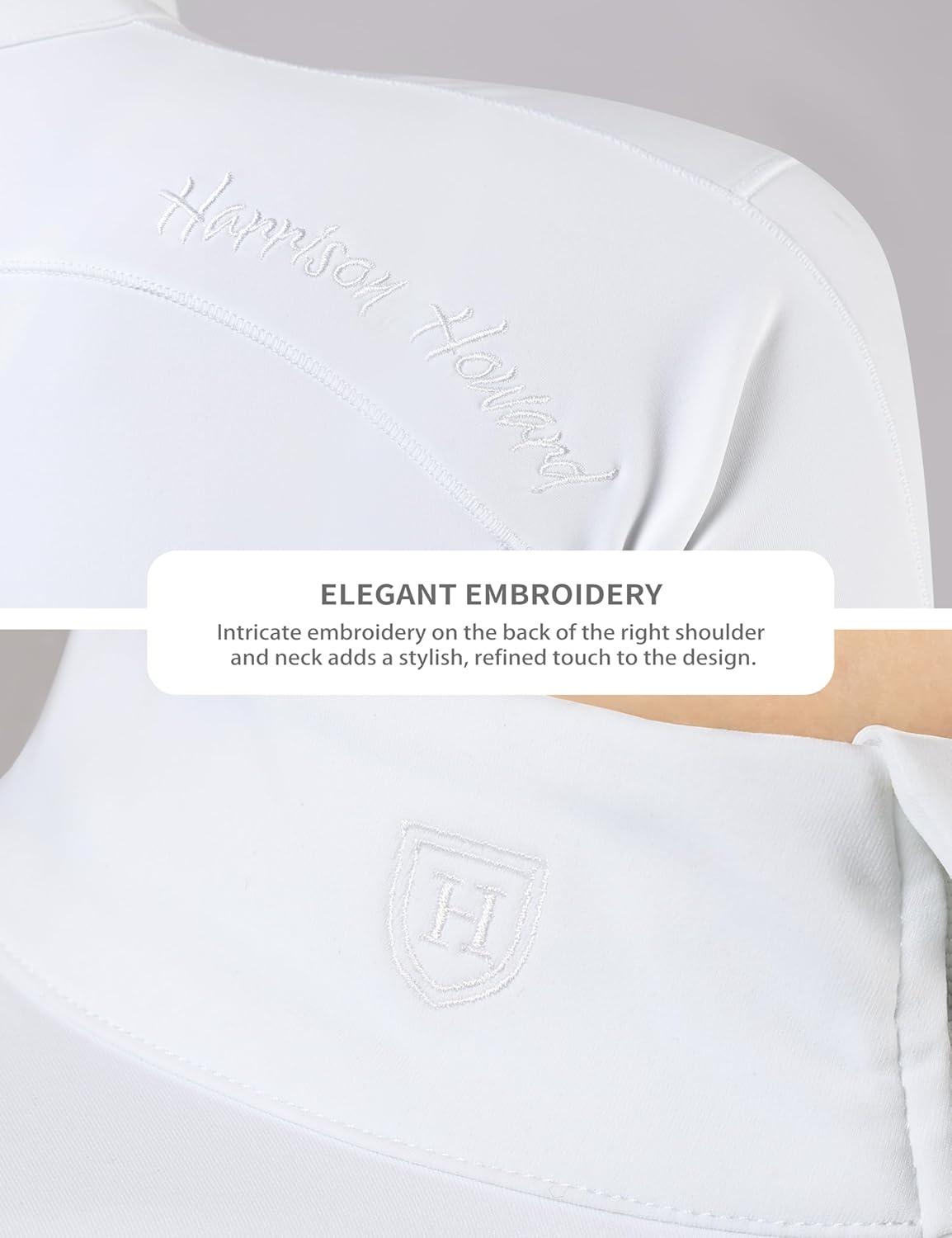 image:imageHarrison Howard Womens Equestrian Riding JacketThermal 4Way Stretch FullZip Top with Hidden Pockets for Horse RidingWhite