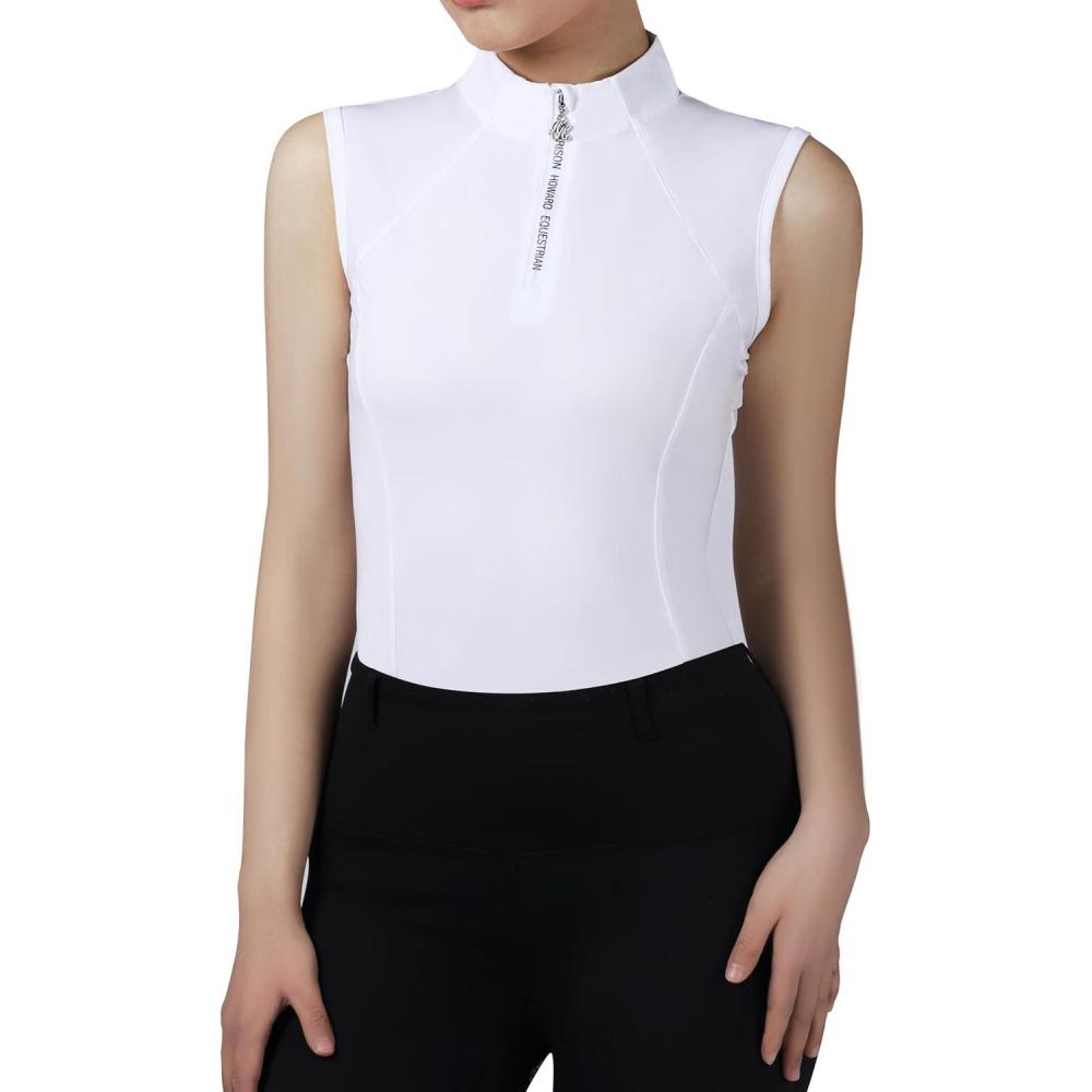 image:imageHarrison Howard Equestrian Shirts for Women Sleeveless Horse Riding Lightweight QuickDry Riding Shirts for WomenWhite