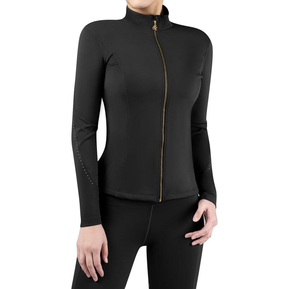 image:imageHarrison Howard Womens Equestrian Riding JacketThermal 4Way Stretch FullZip Top with Hidden Pockets for Horse RidingBlack