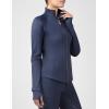 Harrison Howard Long Sleeve Equestrian Shirt Thermal Zip Jacket w/Fleece Interior Horse Riding Top with Extended Thumbholes(Navy)