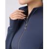 Harrison Howard Long Sleeve Equestrian Shirt Thermal Zip Jacket w/Fleece Interior Horse Riding Top with Extended Thumbholes(Navy)