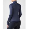 Harrison Howard Long Sleeve Equestrian Shirt Thermal Zip Jacket w/Fleece Interior Horse Riding Top with Extended Thumbholes(Navy)